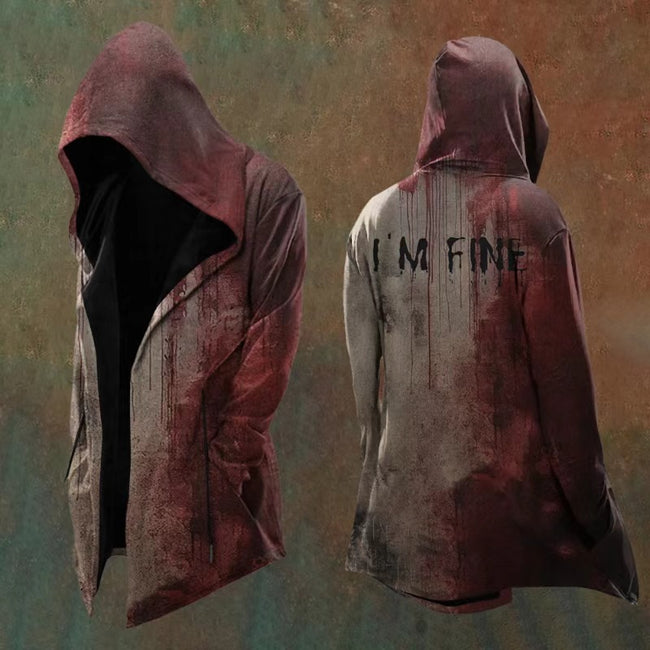 Blood Splatter "I'M FINE" Hooded Cardigan Hover Image