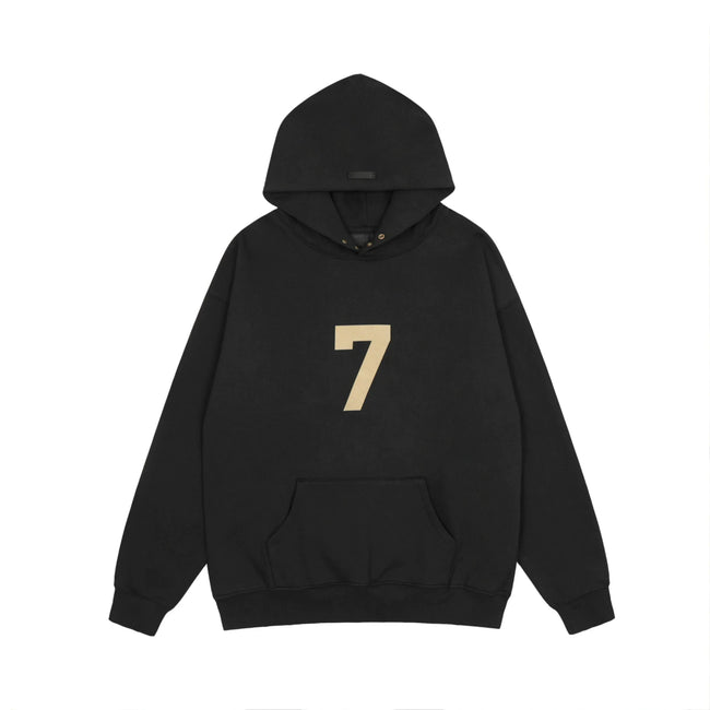 FOG double line heavyweight high street trendy brand hooded sweatshirt with plush loose sweatshirt jacket suitable for men and women, youthful and popular style (11) Hover Image