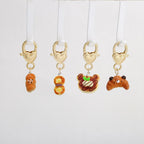 Shein Resin Simulation Creative Bear Bread Donut Baking Cake Love Metal Series Gift Pendant