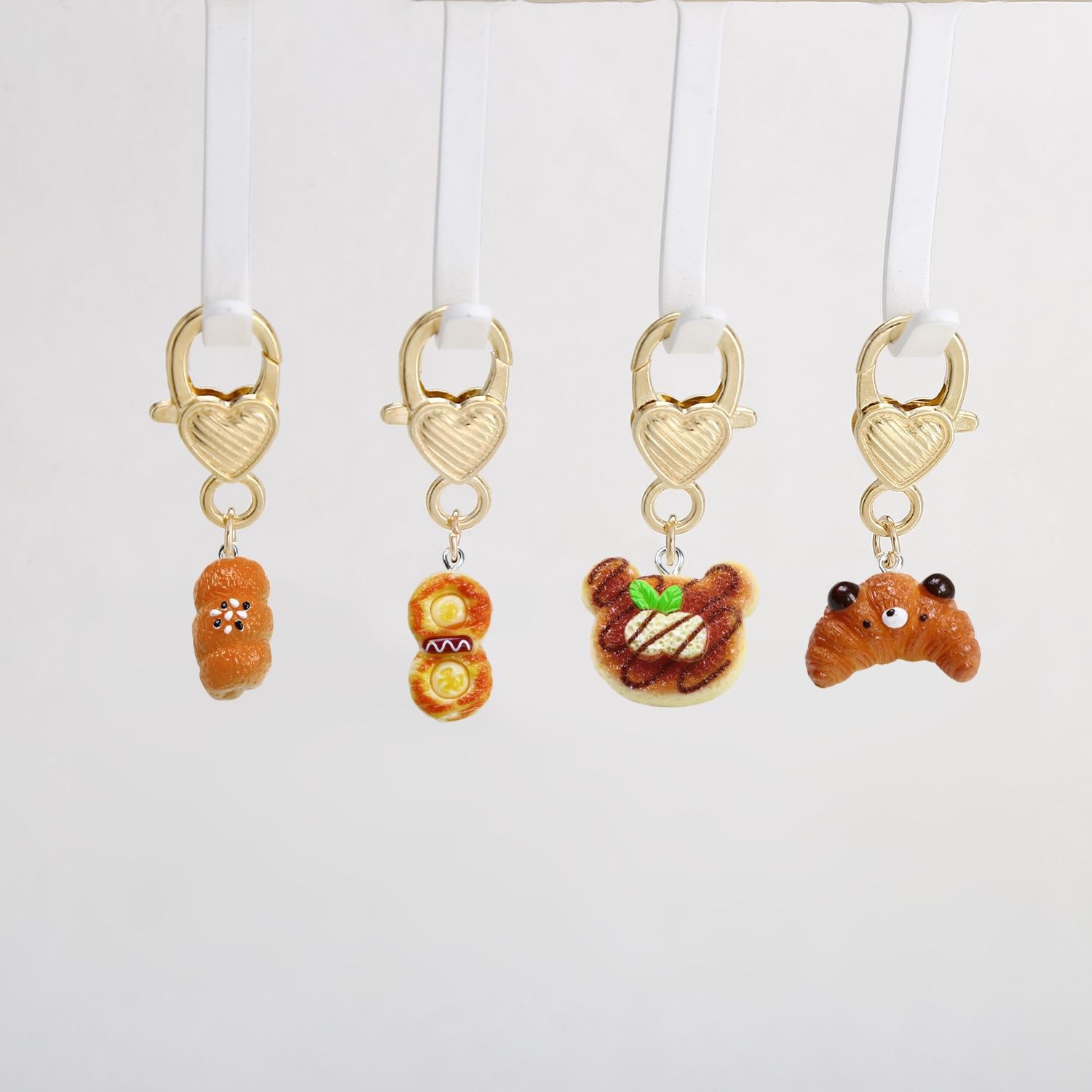 Shein Resin Simulation Creative Bear Bread Donut Baking Cake Love Metal Series Gift Pendant