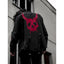 Red Horned Skull Graphic Black Denim Jacket