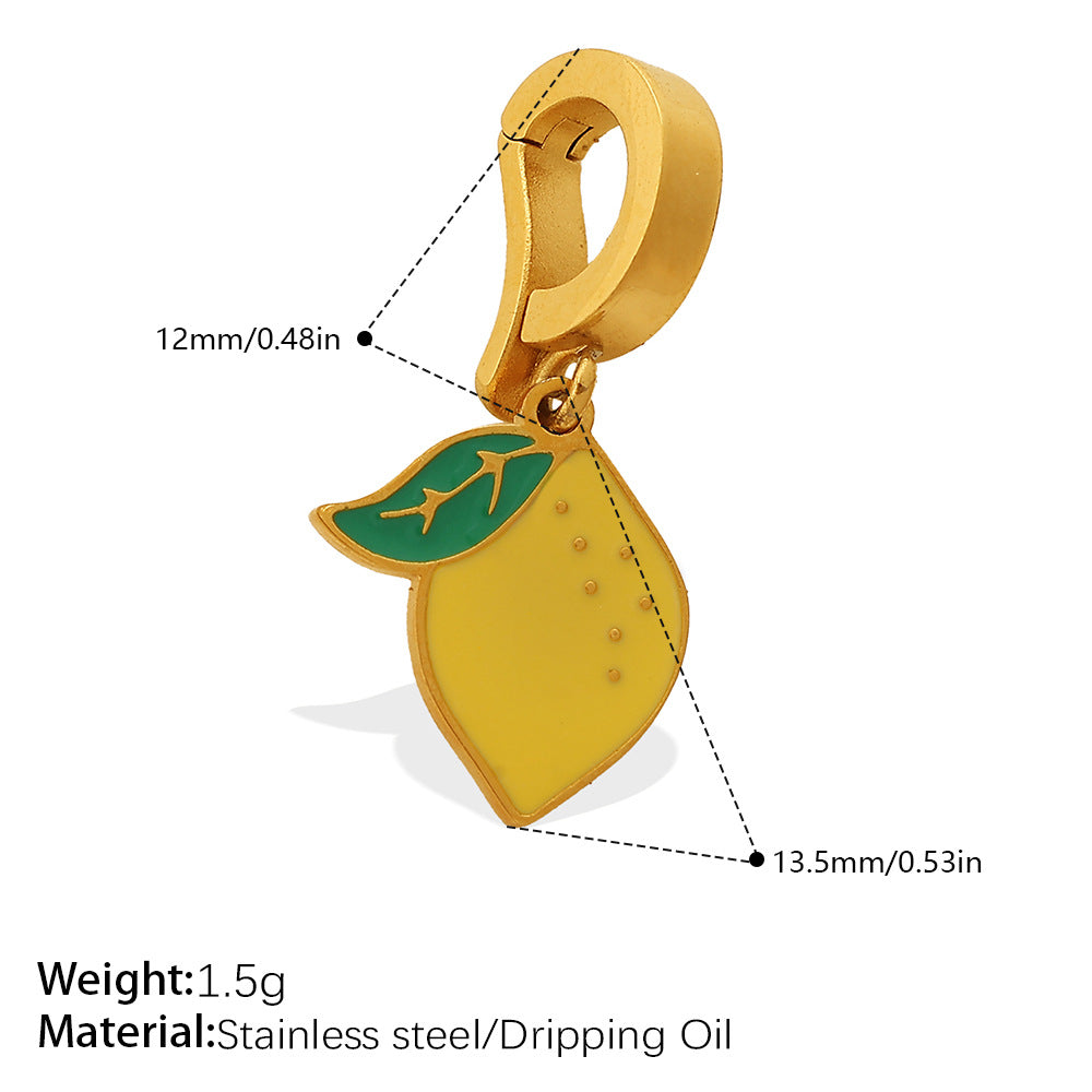 Color Dripping Oil Strawberry Peach Shape Fruit Series Pendant