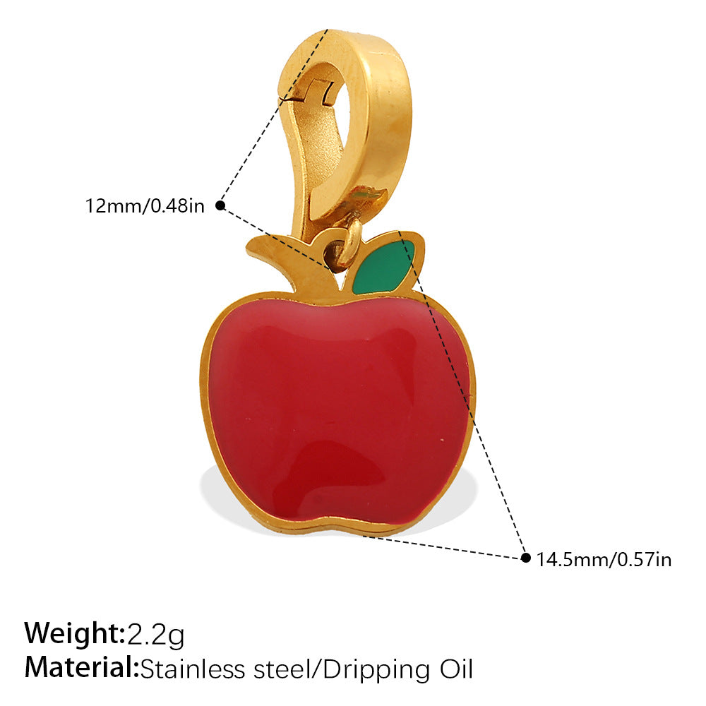 Color Dripping Oil Strawberry Peach Shape Fruit Series Pendant