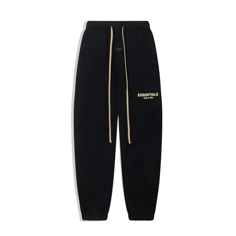 FOG ESSENTIALS Fashion High Street Letter Plush Autumn/Winter Casual Plush Hooded Sweatshirt Pants Set for Men (10)