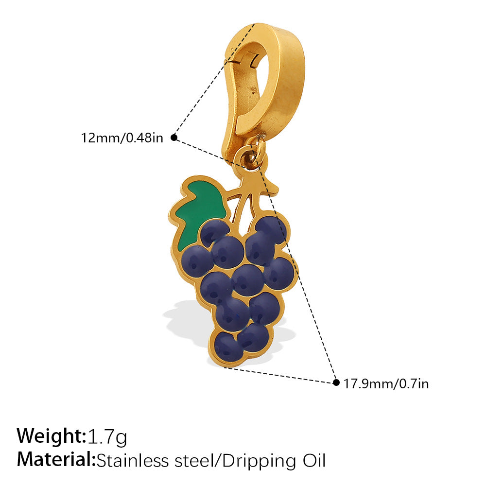 Color Dripping Oil Strawberry Peach Shape Fruit Series Pendant