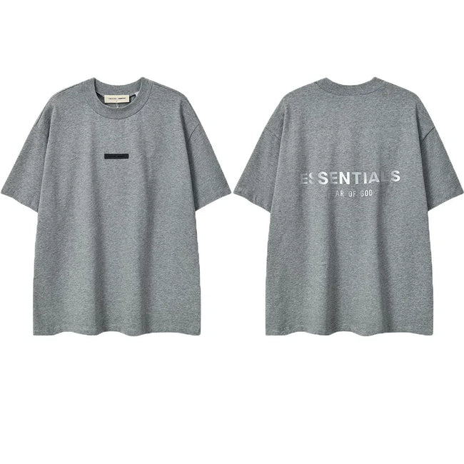 ESSENTIALS Short sleeved T-shirt European and American High Street FOG Double Line Men's and Women's American Trendy Brand Pure Cotton Round Neck Loose Set (56) Hover Image