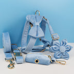 Sky Blue Dog Collar Leash Harness