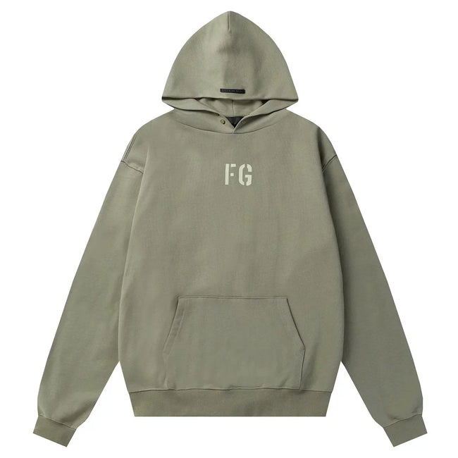 FOG double line heavyweight high street trendy brand hooded sweatshirt with plush loose sweatshirt jacket suitable for men and women, youthful and popular style (45) Hover Image