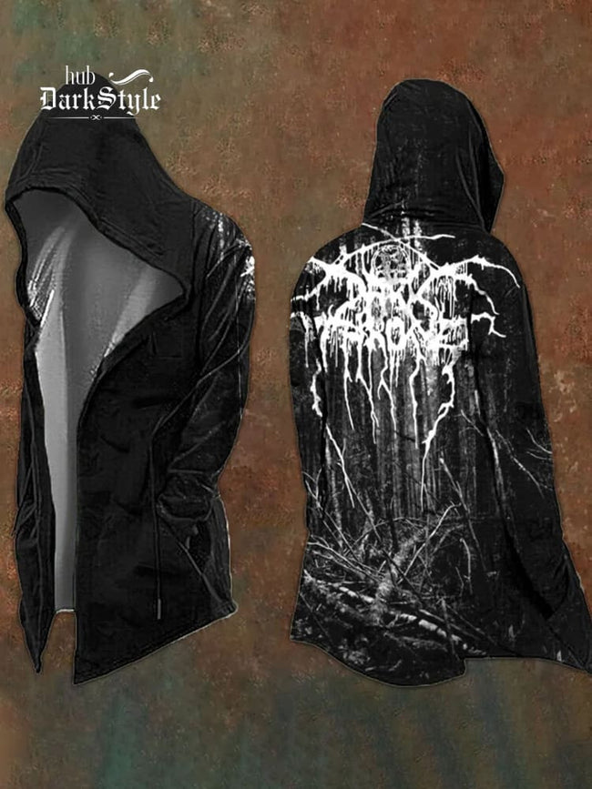Black Metal Forest Hooded Cardigan Hover Image