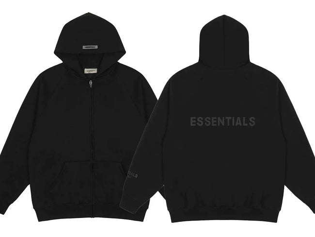 FOG double line heavyweight high street trendy brand hooded sweatshirt with plush loose sweatshirt jacket suitable for men and women, youthful and popular style (43) Hover Image