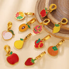 Color Dripping Oil Strawberry Peach Shape Fruit Series Pendant