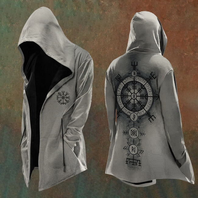 Viking Vegvísir Compass Hooded Grey Cardigan Hover Image