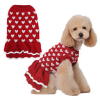 Autumn And Winter Warm Red Pink Love Dog Clothes
