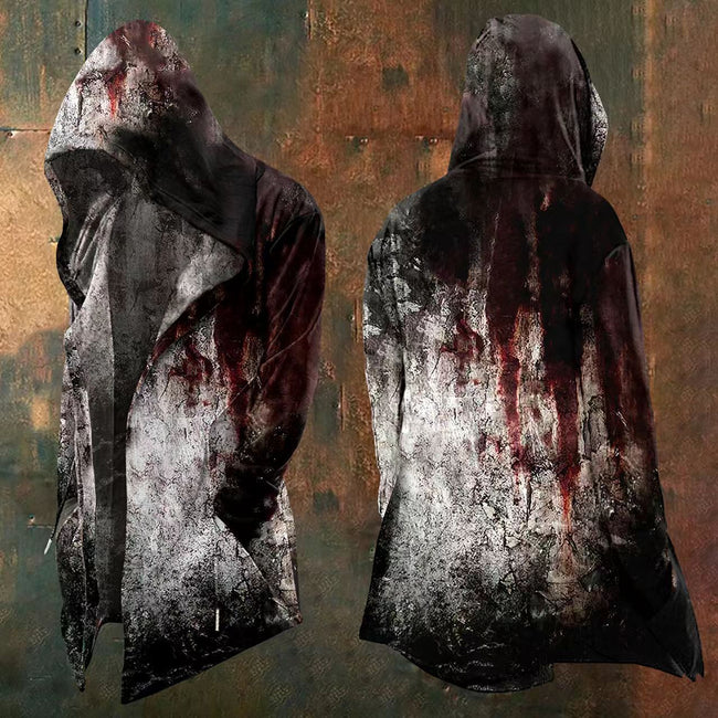 Distressed Blood Splatter Hooded Cardigan Hover Image