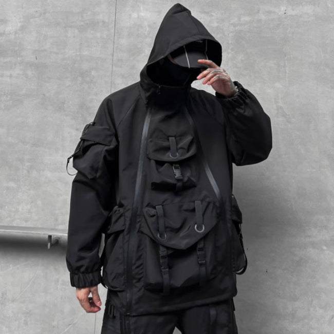 Pocket Asymmetric Black Jacket Hover Image