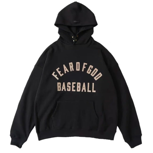 FOG double line heavyweight high street trendy brand hooded sweatshirt with plush loose sweatshirt jacket suitable for men and women, youthful and popular style (30) Hover Image