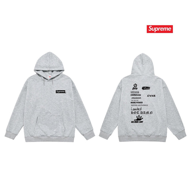 Supreme Multi-Text Hoodie – Grey Hover Image