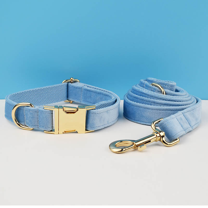 Sky Blue Dog Collar Leash Harness