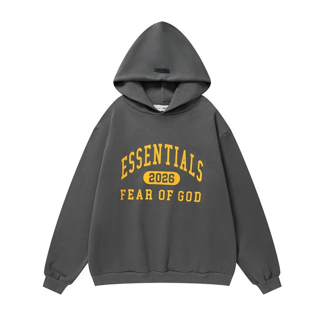 FOG ESSENTIALS American High Street Trendy Brand Sports and Leisure Spring and Autumn Pure Cotton Woolen Hoodie Pants Set for Men (2) Hover Image