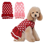 Autumn And Winter Warm Red Pink Love Dog Clothes