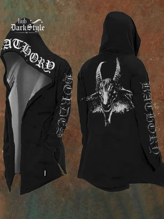 Bathory Black Metal Goat Hooded Black Cardigan Hover Image