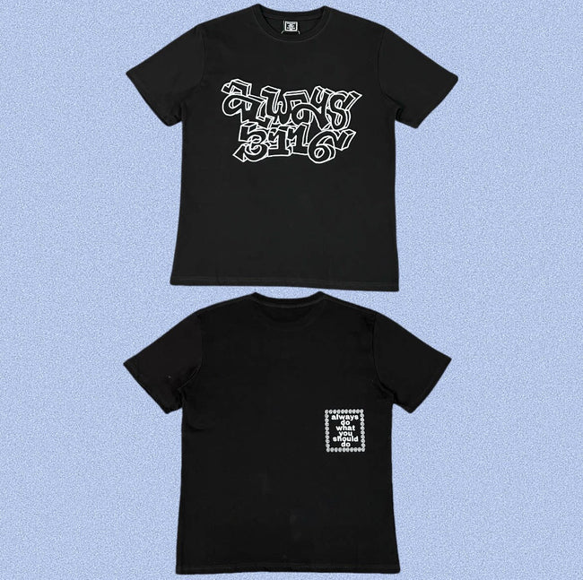 ADWYSD Black Graffiti Script Tee Hover Image