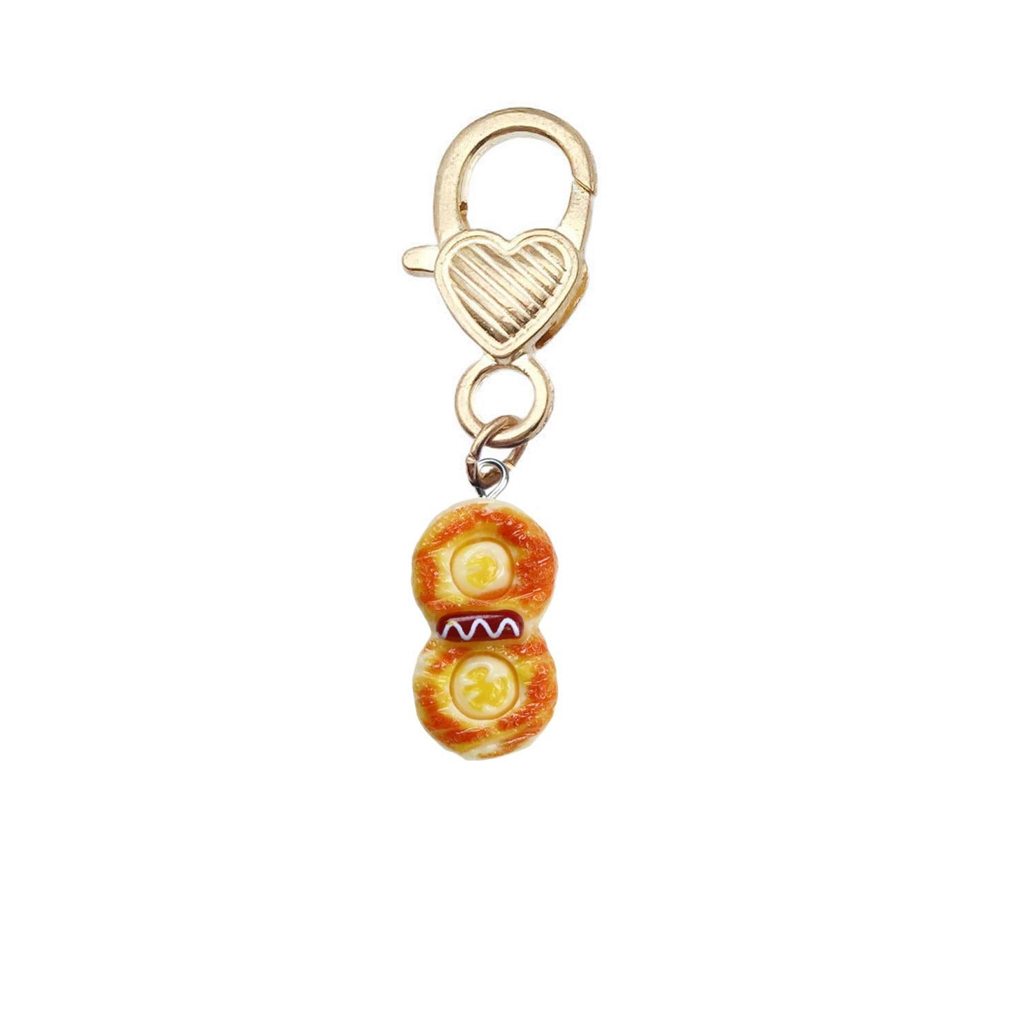 Shein Resin Simulation Creative Bear Bread Donut Baking Cake Love Metal Series Gift Pendant