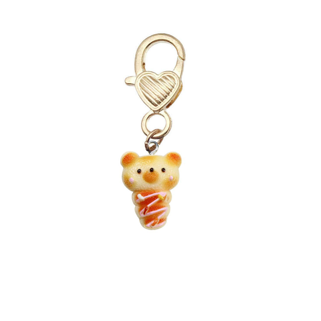 Shein Resin Simulation Creative Bear Bread Donut Baking Cake Love Metal Series Gift Pendant