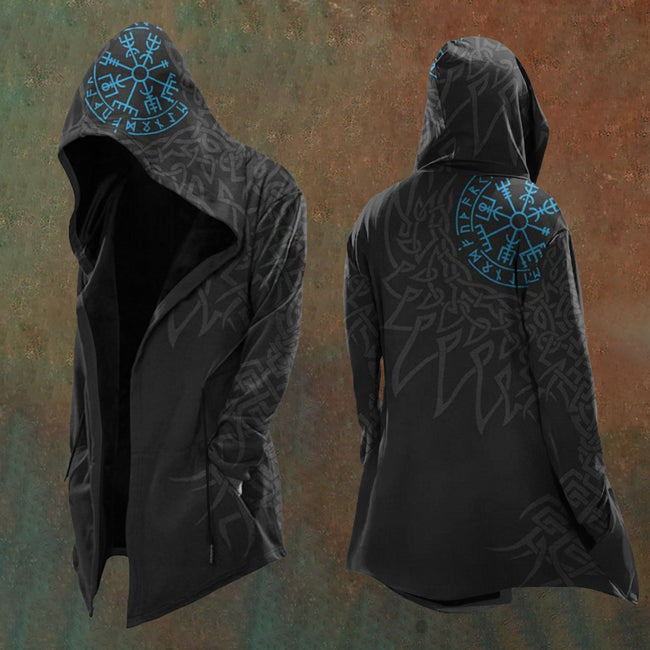 Blue Norse Compass Hooded Black Cardigan Hover Image
