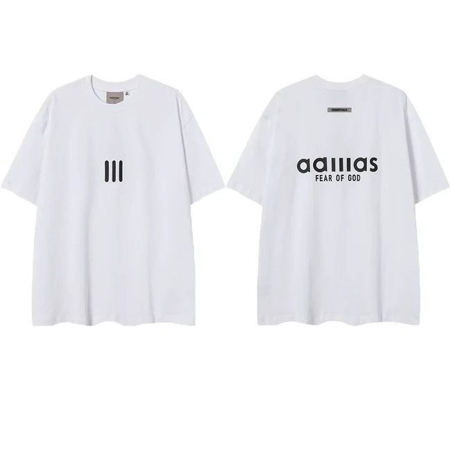 ESSENTIALS Short sleeved T-shirt European and American High Street FOG Double Line Men's and Women's American Trendy Brand Pure Cotton Round Neck Loose Set (15) Hover Image