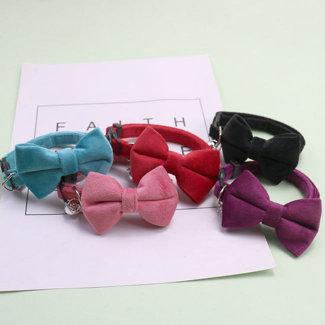 New Pet Bow Collar Velvet Hover Image