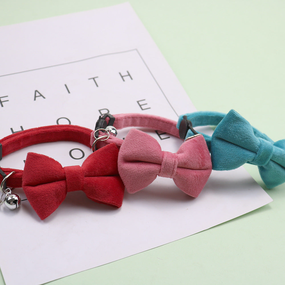 New Pet Bow Collar Velvet