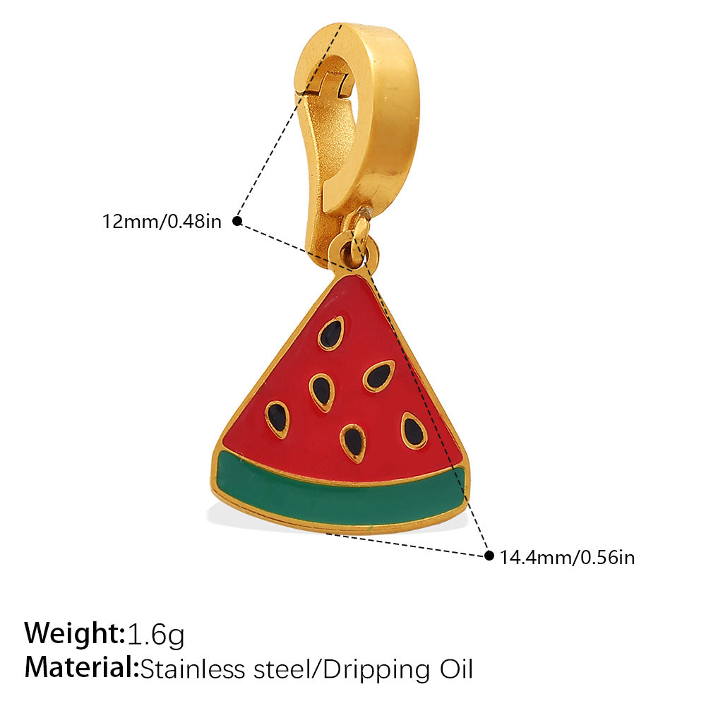 Color Dripping Oil Strawberry Peach Shape Fruit Series Pendant
