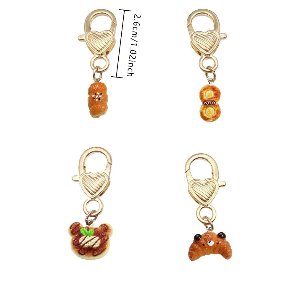 Shein Resin Simulation Creative Bear Bread Donut Baking Cake Love Metal Series Gift Pendant