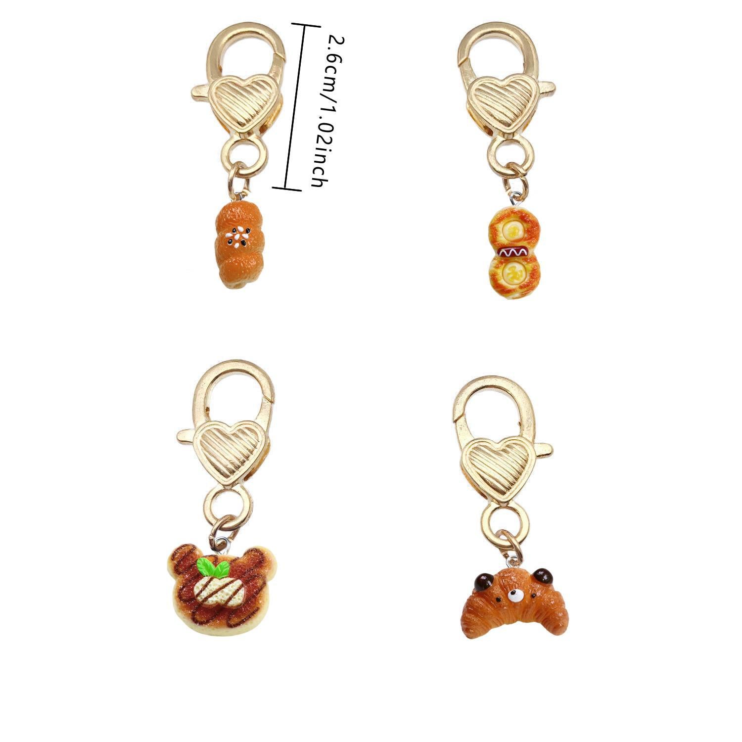 Shein Resin Simulation Creative Bear Bread Donut Baking Cake Love Metal Series Gift Pendant