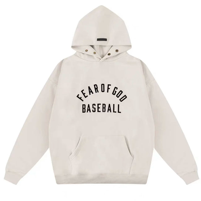 FOG double line heavyweight high street trendy brand hooded sweatshirt with plush loose sweatshirt jacket suitable for men and women, youthful and popular style (29) Hover Image