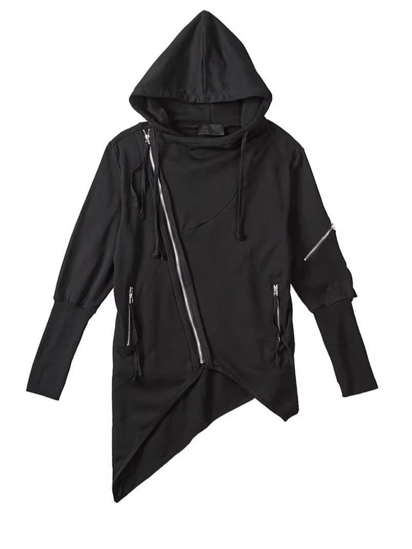 Techwear Asymmetrical Black Hoodie
