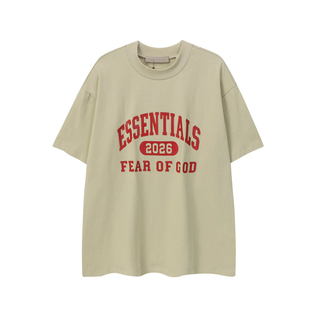 ESSENTIALS Short sleeved T-shirt European and American High Street FOG Double Line Men's and Women's American Trendy Brand Pure Cotton Round Neck Loose Set (49) Hover Image