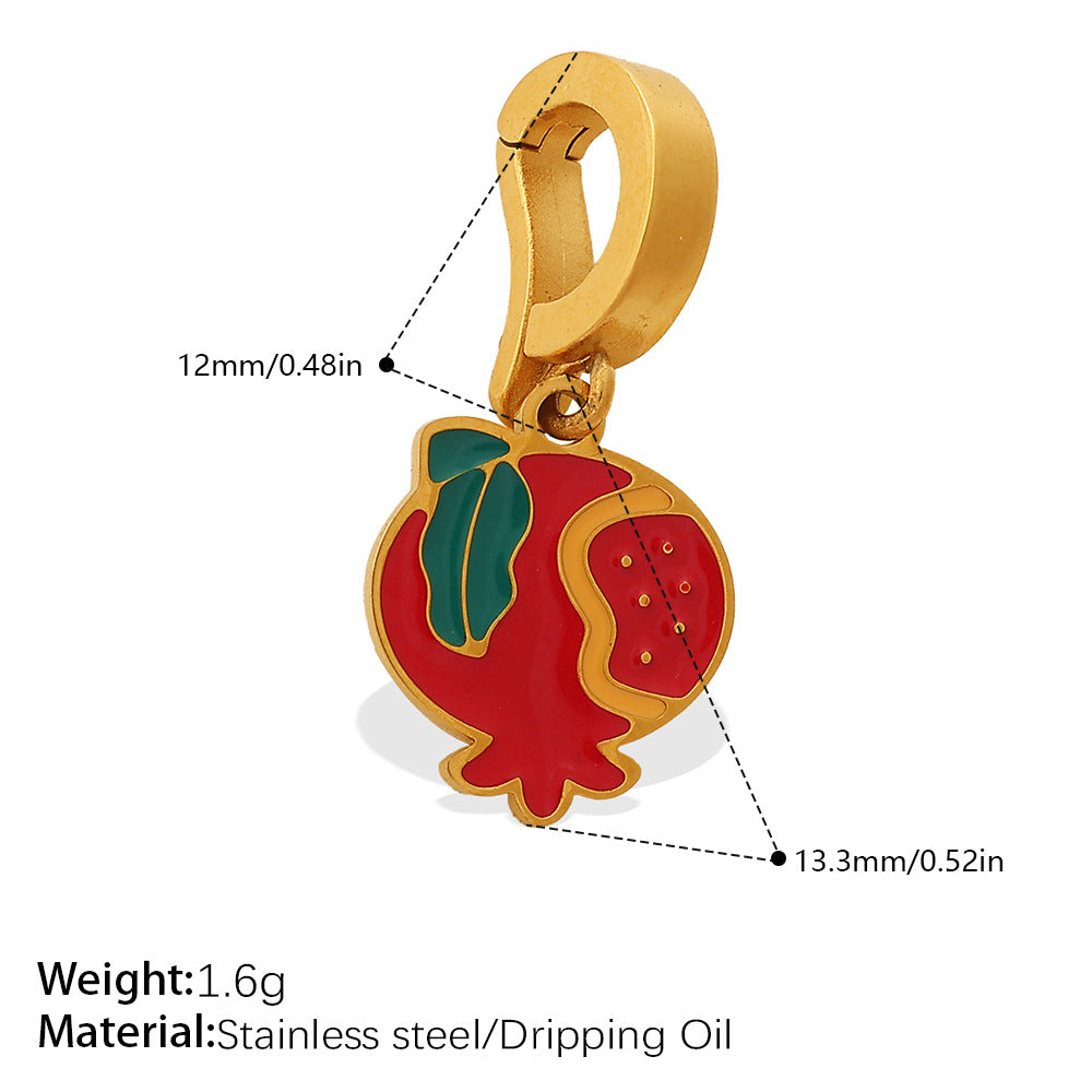 Color Dripping Oil Strawberry Peach Shape Fruit Series Pendant