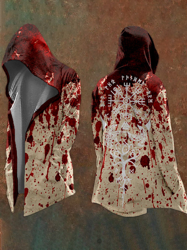 Blood Splatter Viking Runes Hooded Cardigan Hover Image