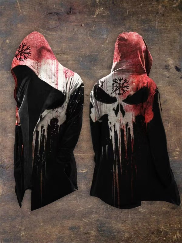 Blood Splatter Viking Skull Hooded Cardigan Hover Image