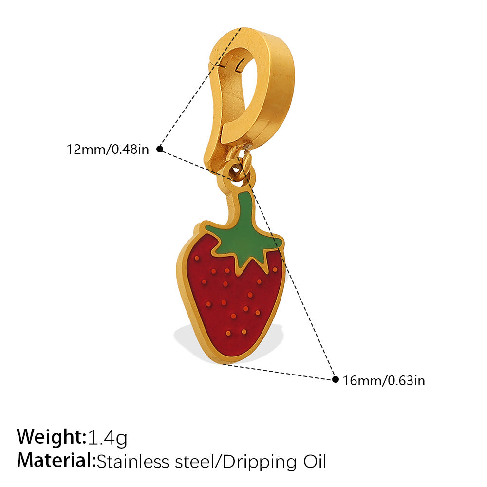 Color Dripping Oil Strawberry Peach Shape Fruit Series Pendant