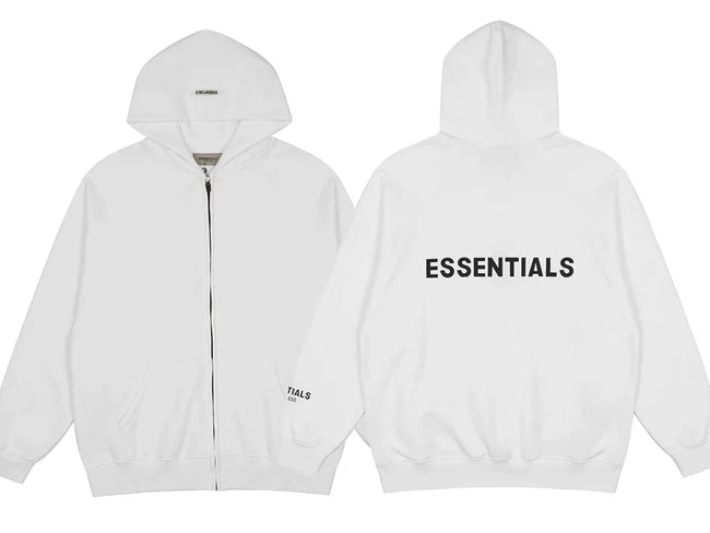 FOG double line heavyweight high street trendy brand hooded sweatshirt with plush loose sweatshirt jacket suitable for men and women, youthful and popular style (44) Hover Image