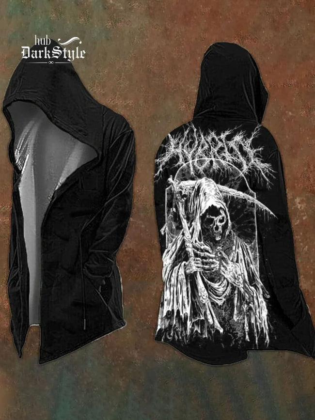 Grim Reaper Heavy Metal Hooded Black Cardigan Hover Image