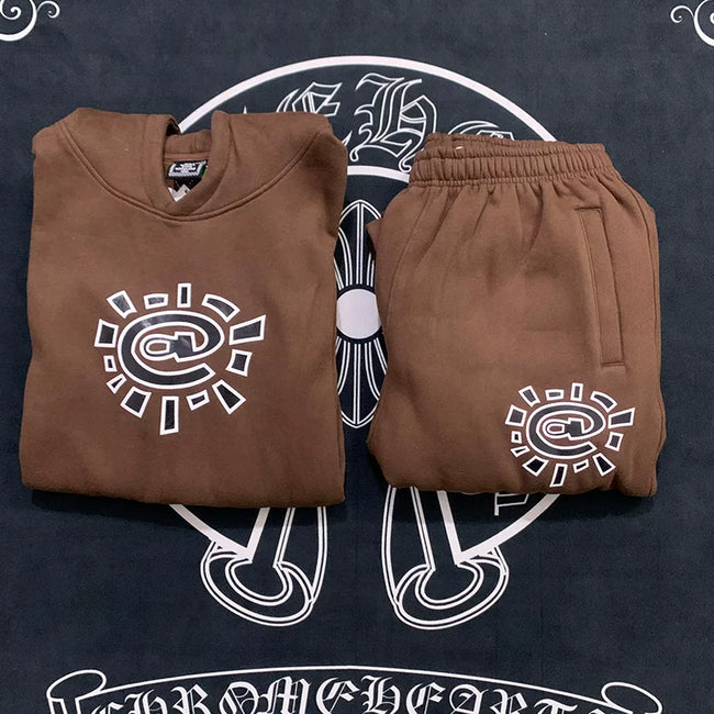 ADWYSD Logo Heavyweight Hoodie and Sweatpants Set - Brown Hover Image