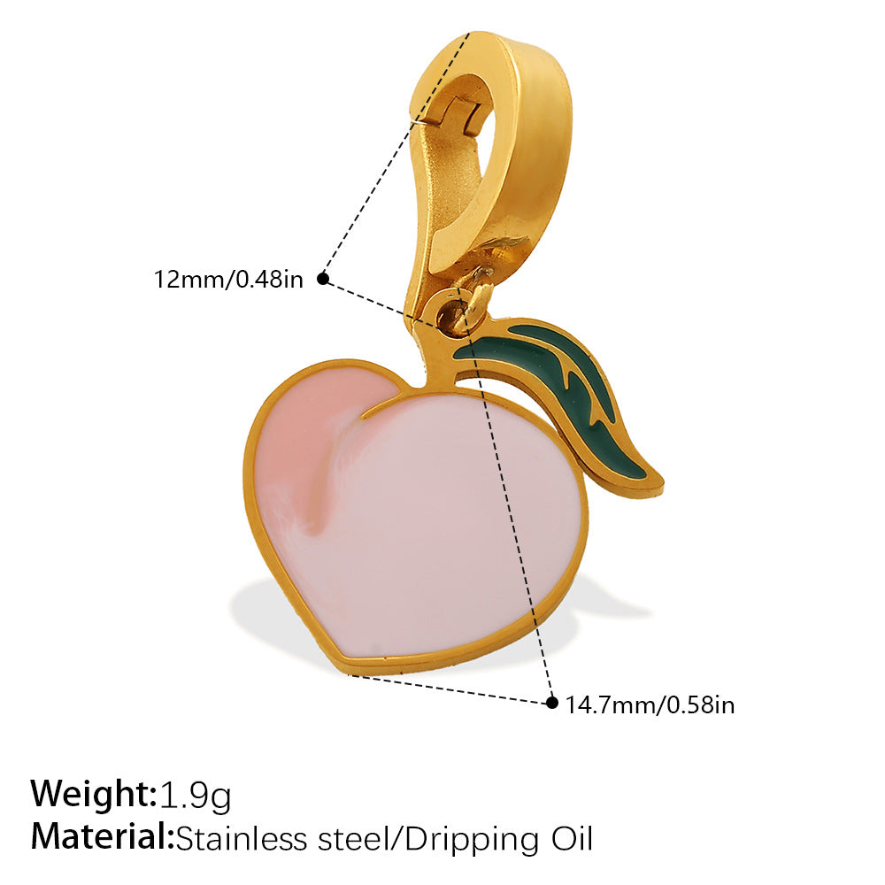 Color Dripping Oil Strawberry Peach Shape Fruit Series Pendant