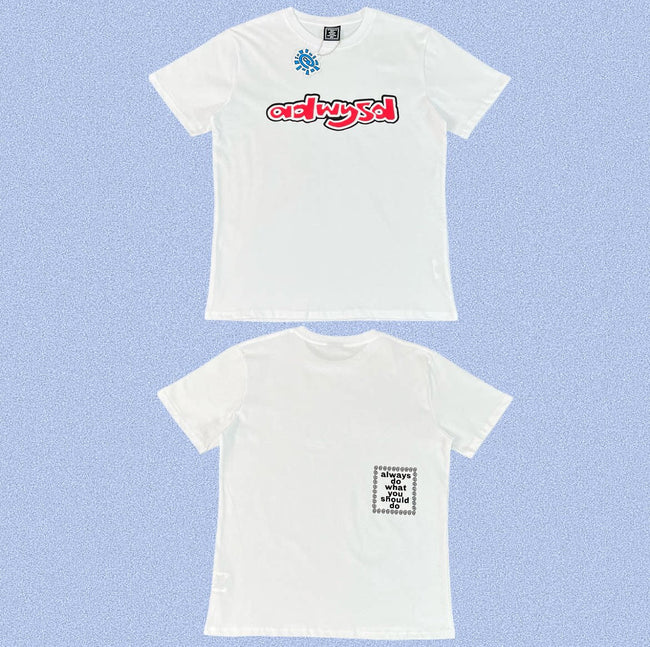 ADWYSD White Red Logo Text Tee Hover Image