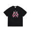 BAPE Style Camo Shark Full-Zip Motif Short-Sleeve Tee - Black/Pink