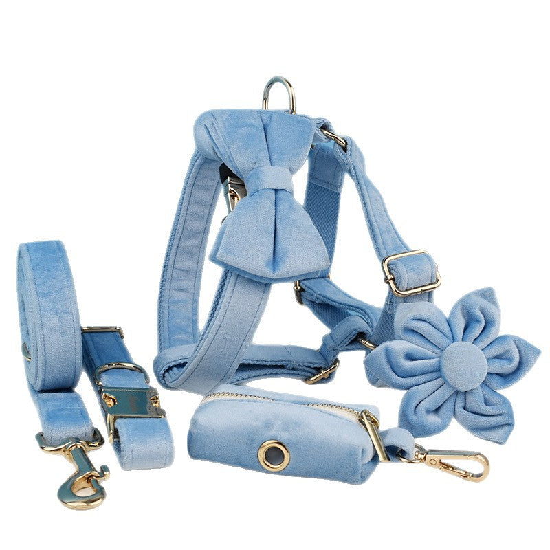 Sky Blue Dog Collar Leash Harness