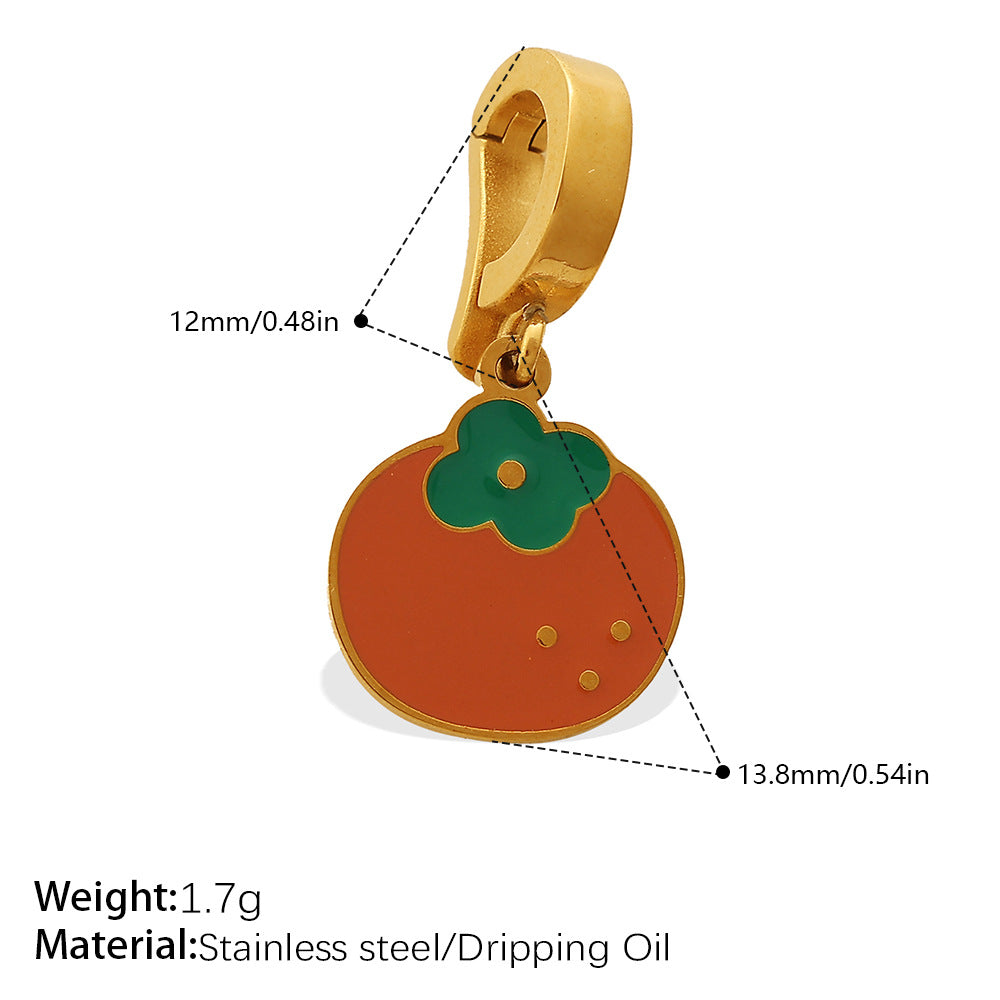 Color Dripping Oil Strawberry Peach Shape Fruit Series Pendant